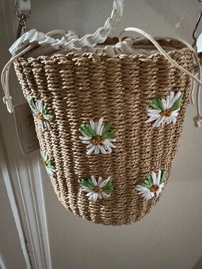Rachel Ashwell Woven Daisy Bucket Bag